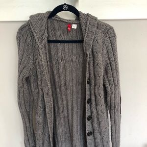 Gray Cardigan with Elbow Pads